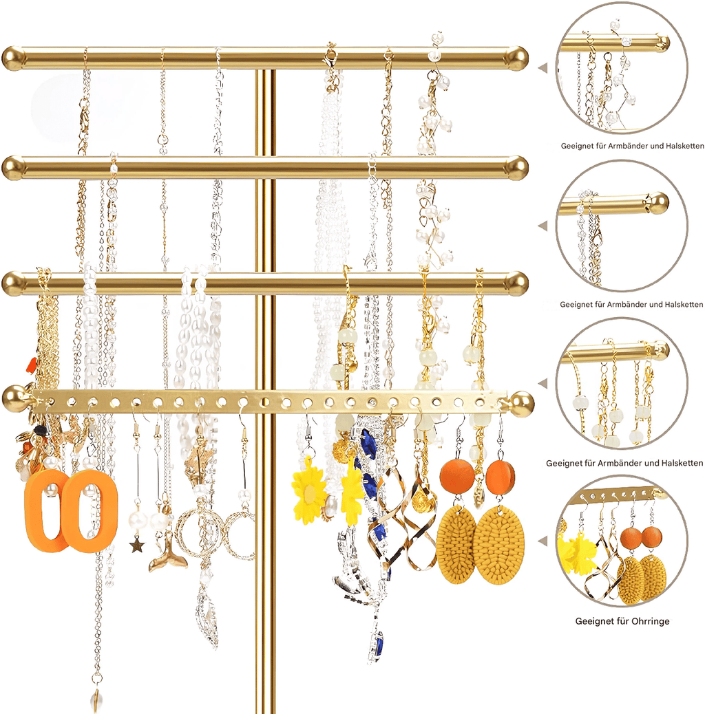 Elegant Four-Tiered Jewelry Organizer Tree Stand