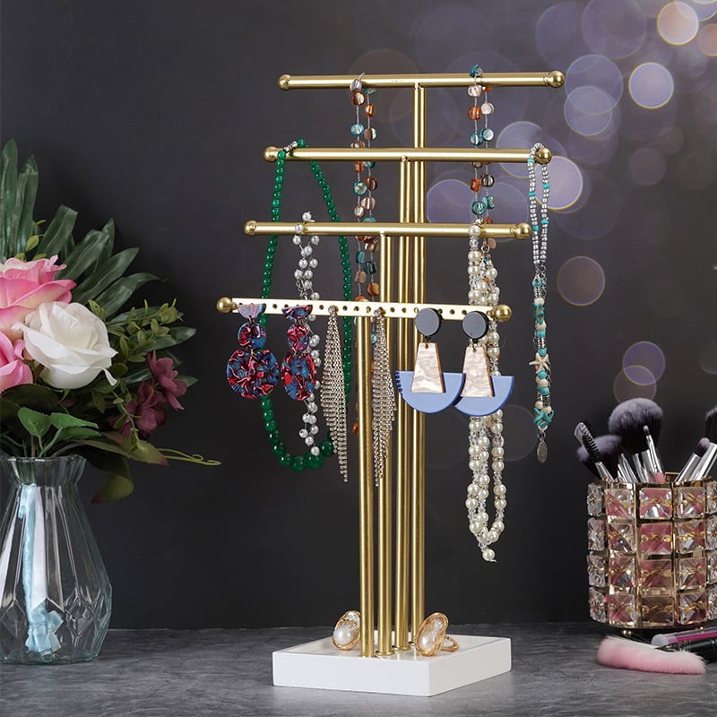 Elegant Four-Tiered Jewelry Organizer Tree Stand