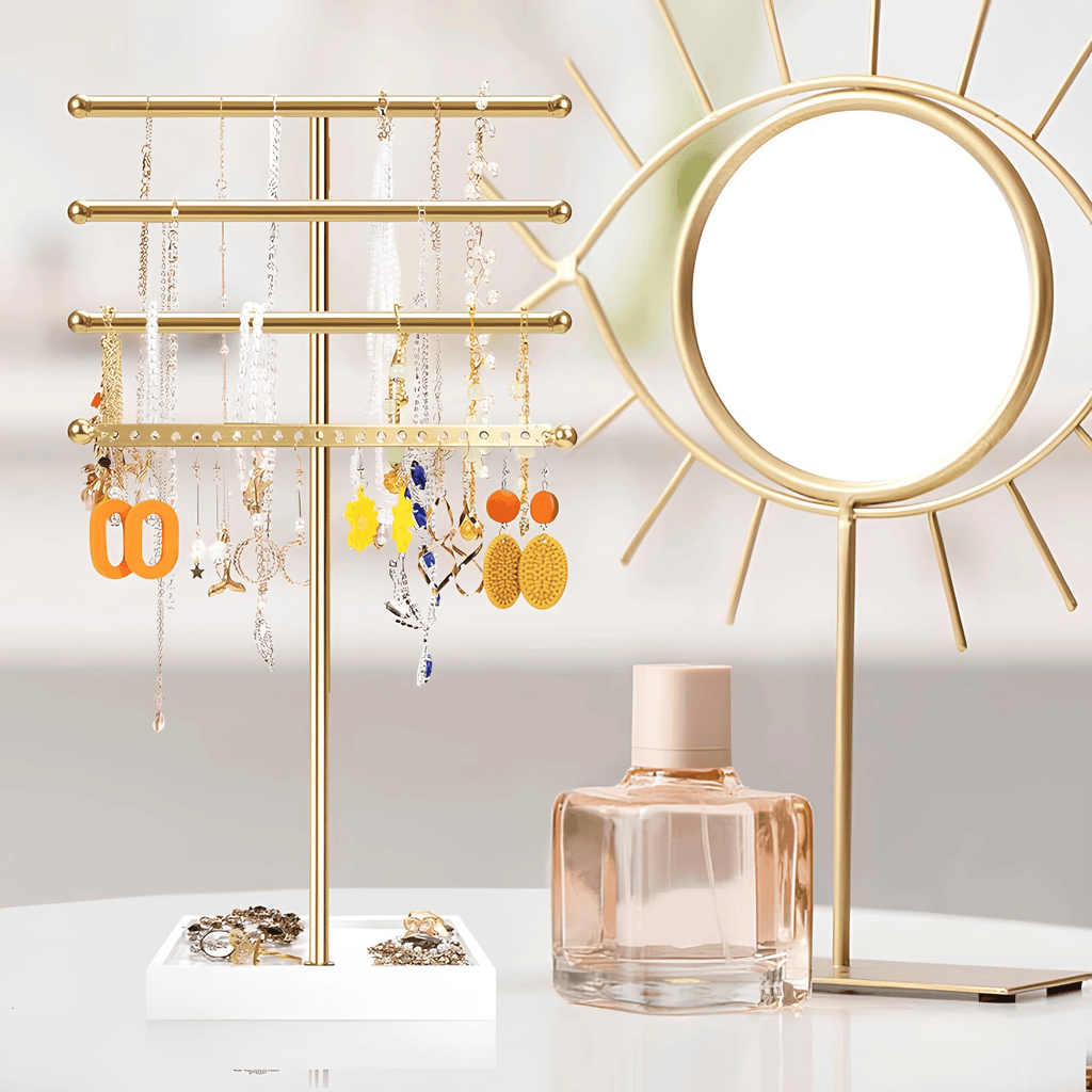 Elegant Four-Tiered Jewelry Organizer Tree Stand