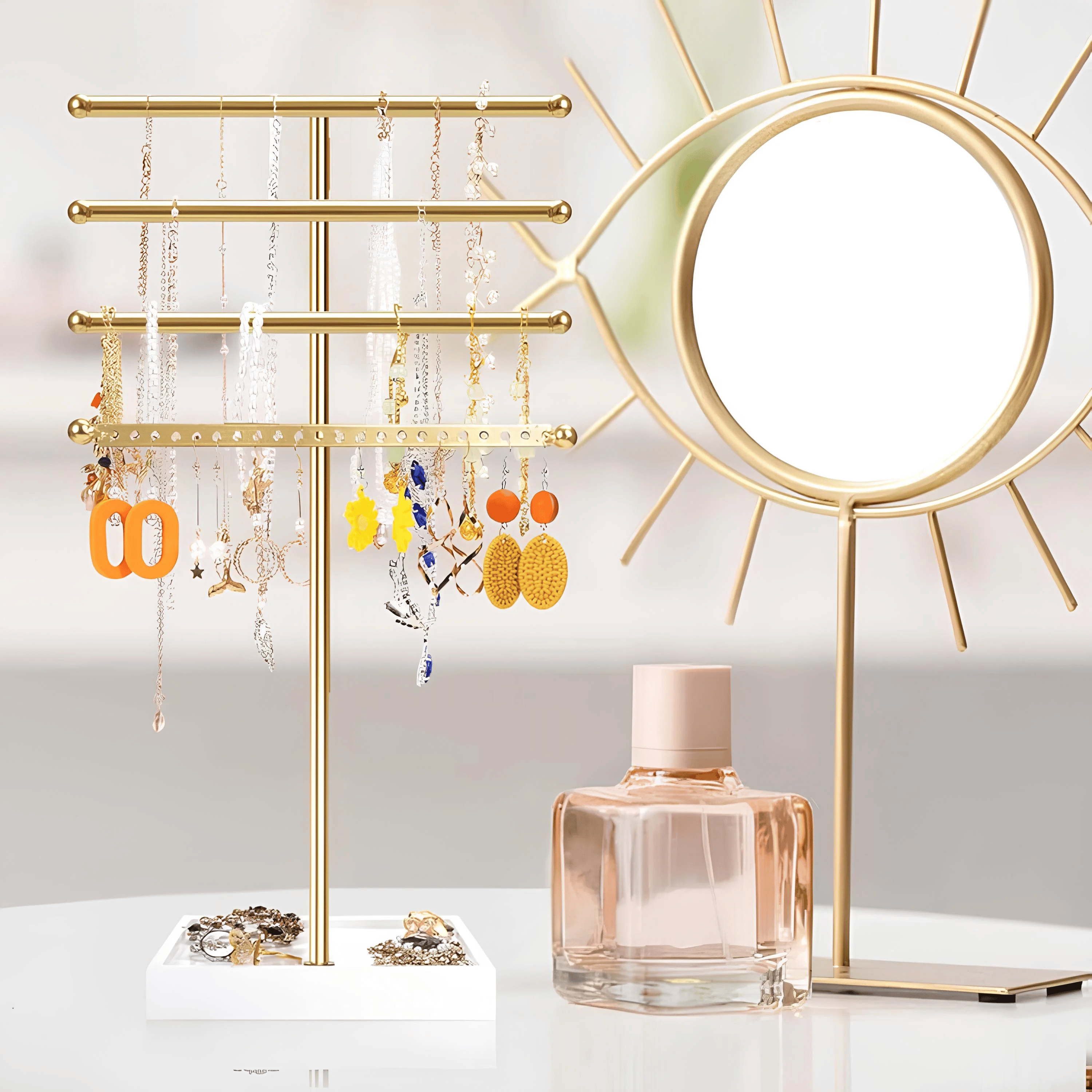 Elegant Four-Tiered Jewelry Organizer Tree Stand